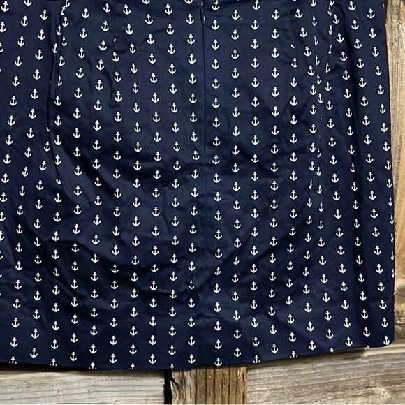 J. Crew skirt cotton blend pockets navy white anchors 6 FIRM on PRICE - Picture 4 of 5